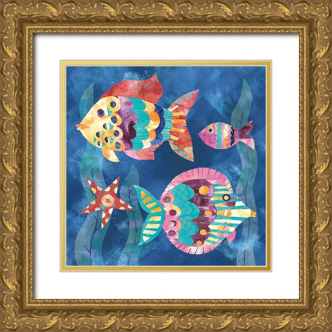 Boho Reef Fish II Gold Ornate Wood Framed Art Print with Double Matting by Wild Apple Portfolio