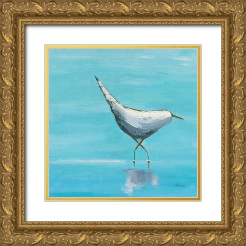 Egret I Bright Gold Ornate Wood Framed Art Print with Double Matting by Adams, Phyllis