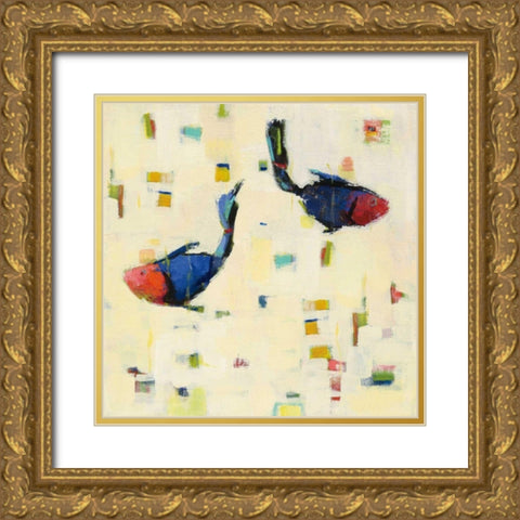 One Fish Two Fish Big Gold Ornate Wood Framed Art Print with Double Matting by Adams, Phyllis