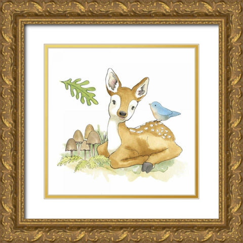 Baby Woodland III Gold Ornate Wood Framed Art Print with Double Matting by Grove, Beth