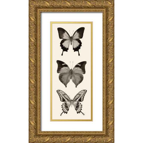 Butterfly BW Panel I Gold Ornate Wood Framed Art Print with Double Matting by Van Swearingen, Debra