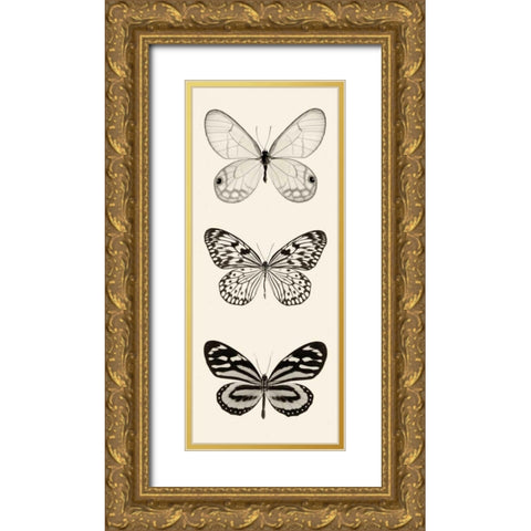 Butterfly BW Panel II Gold Ornate Wood Framed Art Print with Double Matting by Van Swearingen, Debra