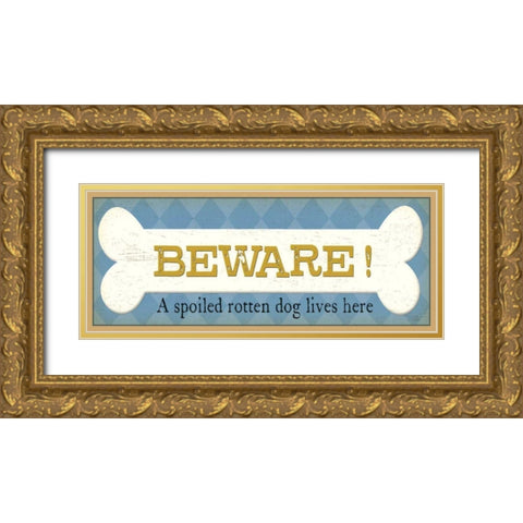 Beware Gold Ornate Wood Framed Art Print with Double Matting by Pela