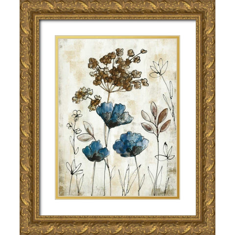 Botanical Trio II Neutral Crop Gold Ornate Wood Framed Art Print with Double Matting by Vassileva, Silvia