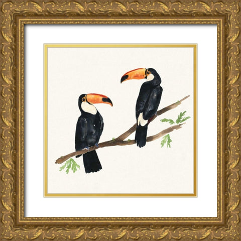 Tropical Fun Bird I Gold Ornate Wood Framed Art Print with Double Matting by Sussman, Harriet