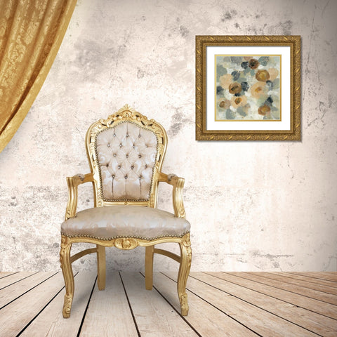Neutral Floral Beige III Gold Ornate Wood Framed Art Print with Double Matting by Vassileva, Silvia