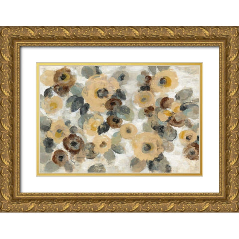 Neutral Floral Beige I Gold Ornate Wood Framed Art Print with Double Matting by Vassileva, Silvia