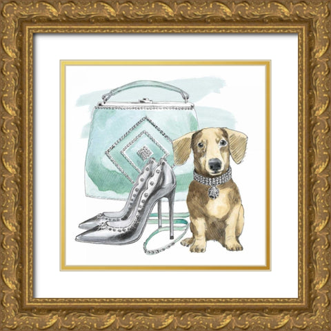 Glamour Pups III Gold Ornate Wood Framed Art Print with Double Matting by Grove, Beth