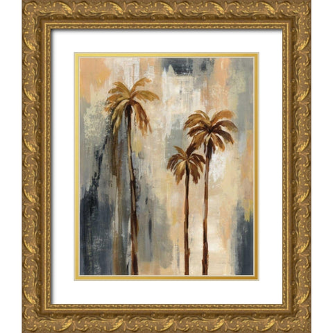 Palm Trees I Gold Ornate Wood Framed Art Print with Double Matting by Vassileva, Silvia