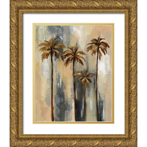 Palm Trees II Gold Ornate Wood Framed Art Print with Double Matting by Vassileva, Silvia