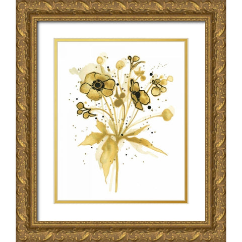 Celebration d Or I with Gray Gold Ornate Wood Framed Art Print with Double Matting by Novak, Shirley