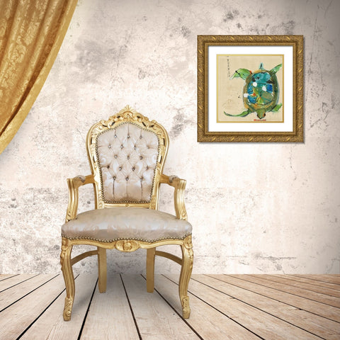 Chentes Turtle Light Gold Ornate Wood Framed Art Print with Double Matting by Day, Kellie