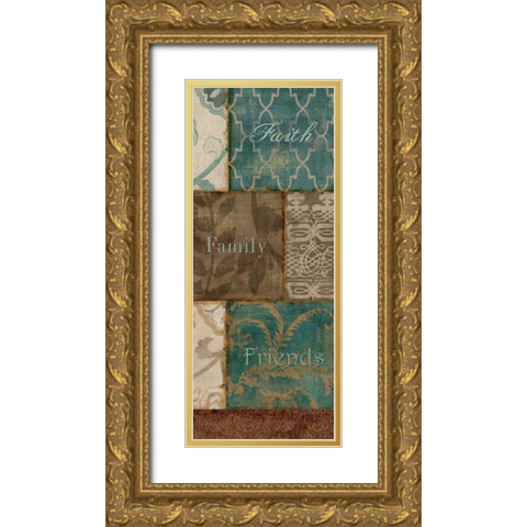 Faith Family Friends Gold Ornate Wood Framed Art Print with Double Matting by Pela
