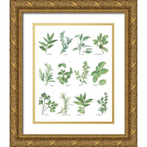Herb Chart Gold Ornate Wood Framed Art Print with Double Matting by Paschke, Chris
