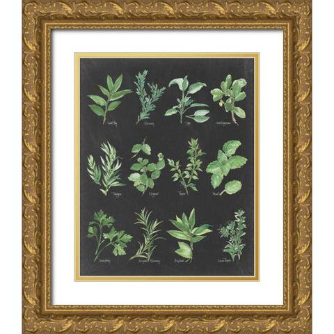 Herb Chart on Black Gold Ornate Wood Framed Art Print with Double Matting by Paschke, Chris