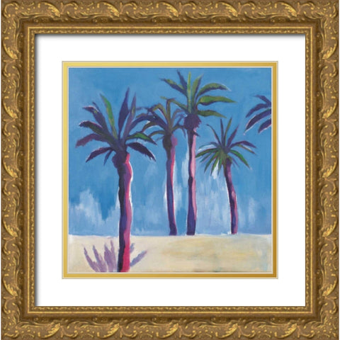 Palm Trees Morocco Crop with Pink Gold Ornate Wood Framed Art Print with Double Matting by Clark, Michael