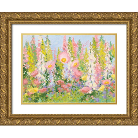 Garden Pastels I Blue Sky Gold Ornate Wood Framed Art Print with Double Matting by Novak, Shirley