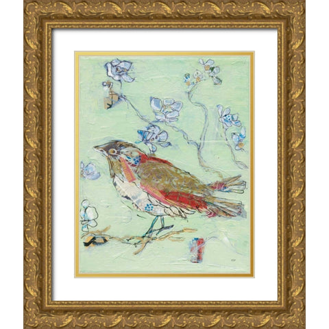 Sea Foam Bird Gold Ornate Wood Framed Art Print with Double Matting by Day, Kellie