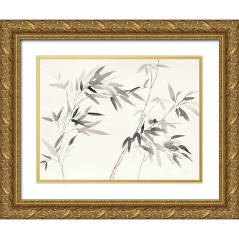 Bamboo Leaves I Gold Ornate Wood Framed Art Print with Double Matting by Nai, Danhui