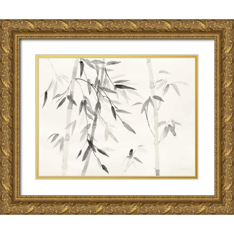 Bamboo Leaves III Gold Ornate Wood Framed Art Print with Double Matting by Danhui, Nai