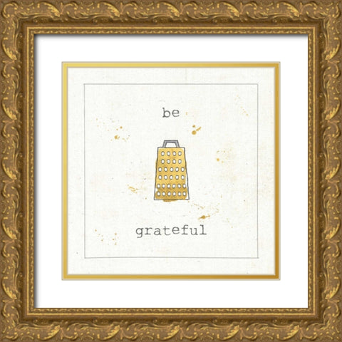 Cuisine Cuties Be Grateful Gold Ornate Wood Framed Art Print with Double Matting by Pela Studio