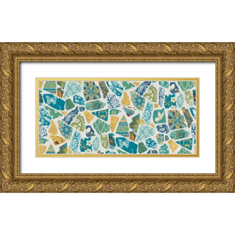 Free Bird Spanish Tiles Gold Ornate Wood Framed Art Print with Double Matting by Brissonnet, Daphne