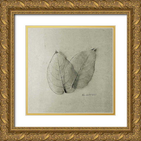 Pair of Skeleton Leaves Gold Ornate Wood Framed Art Print with Double Matting by Goldstein, Ed