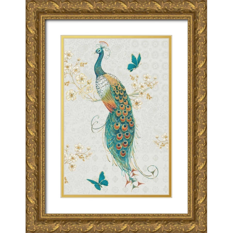 Ornate Peacock IXA Gold Ornate Wood Framed Art Print with Double Matting by Brissonnet, Daphne