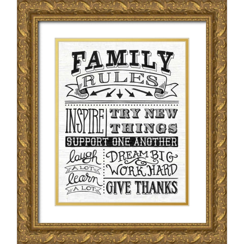 Family Rules II Gold Ornate Wood Framed Art Print with Double Matting by Urban, Mary