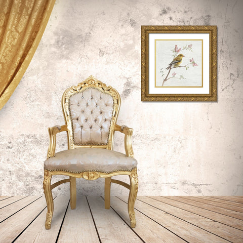 Female Goldfinch Vintage Gold Ornate Wood Framed Art Print with Double Matting by Nai, Danhui