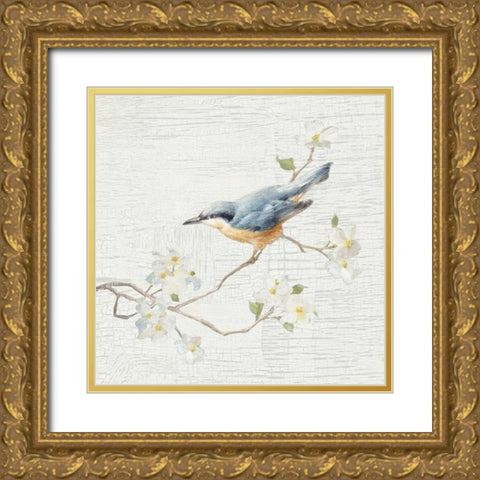 Nuthatch Vintage Gold Ornate Wood Framed Art Print with Double Matting by Nai, Danhui