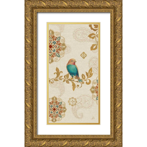 Bird Rainbow Blue Panel Gold Ornate Wood Framed Art Print with Double Matting by Brissonnet, Daphne