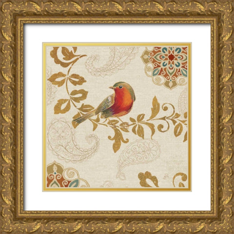 Bird Rainbow Red Gold Ornate Wood Framed Art Print with Double Matting by Brissonnet, Daphne