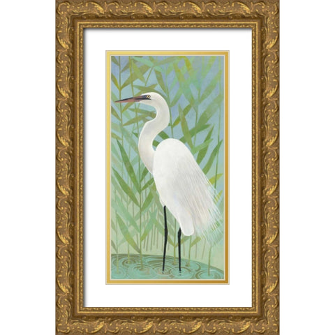 Egret by the Shore II Gold Ornate Wood Framed Art Print with Double Matting by Lovell, Kathrine