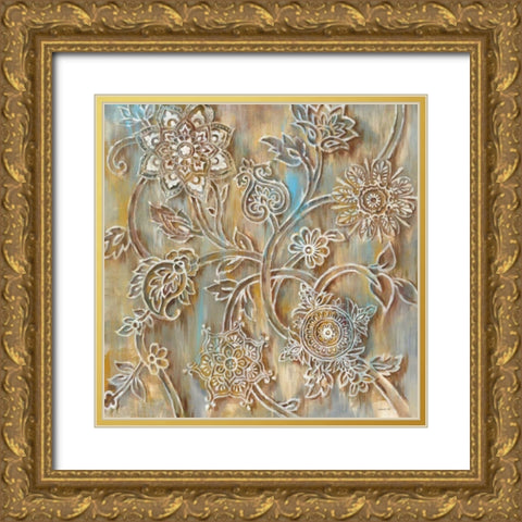 Henna Crop Gold Ornate Wood Framed Art Print with Double Matting by Nai, Danhui