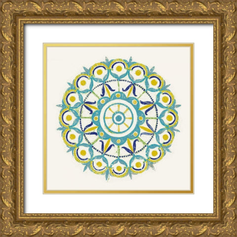 Lakai Circle V Blue and Yellow Gold Ornate Wood Framed Art Print with Double Matting by Lovell, Kathrine