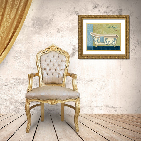 Blue Botanical Bath I Gold Ornate Wood Framed Art Print with Double Matting by Audit, Lisa