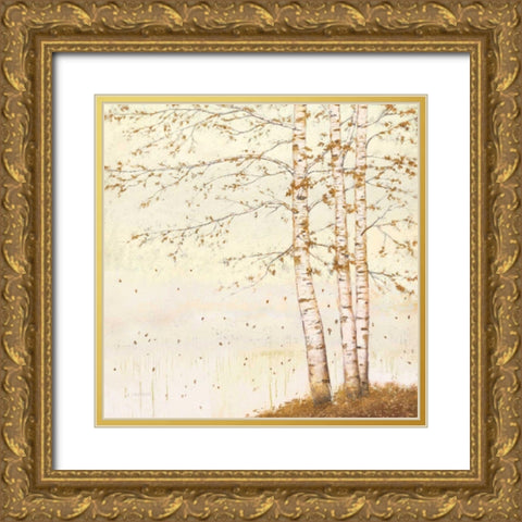 Golden Birch II Off White Gold Ornate Wood Framed Art Print with Double Matting by Wiens, James