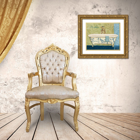 Blue Botanical Bath II Gold Ornate Wood Framed Art Print with Double Matting by Audit, Lisa