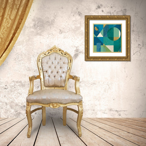 Geo Contour II Gold Ornate Wood Framed Art Print with Double Matting by Charron, Veronique