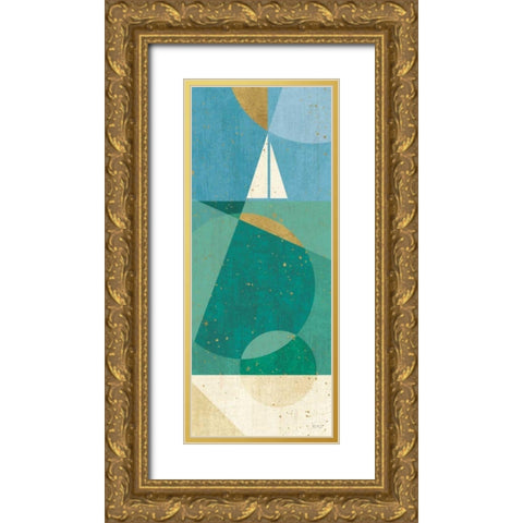 Seascape II Gold Ornate Wood Framed Art Print with Double Matting by Charron, Veronique