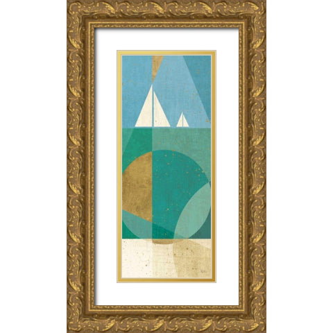 Seascape III Gold Ornate Wood Framed Art Print with Double Matting by Charron, Veronique