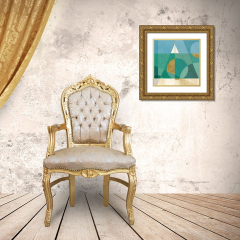 Seascape V Gold Ornate Wood Framed Art Print with Double Matting by Charron, Veronique