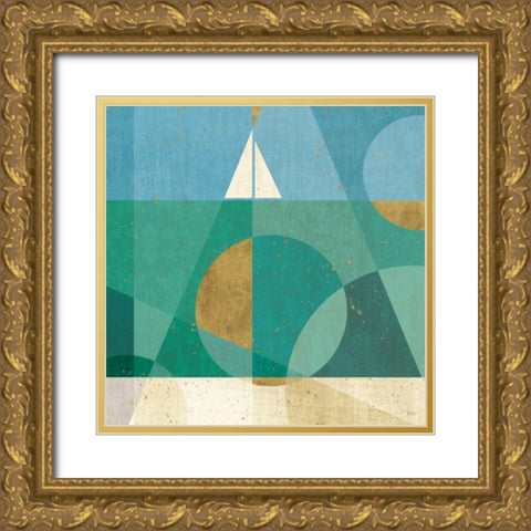 Seascape V Gold Ornate Wood Framed Art Print with Double Matting by Charron, Veronique