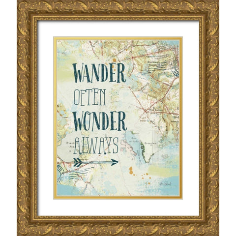Map Sentiments V Gold Ornate Wood Framed Art Print with Double Matting by Pertiet, Katie