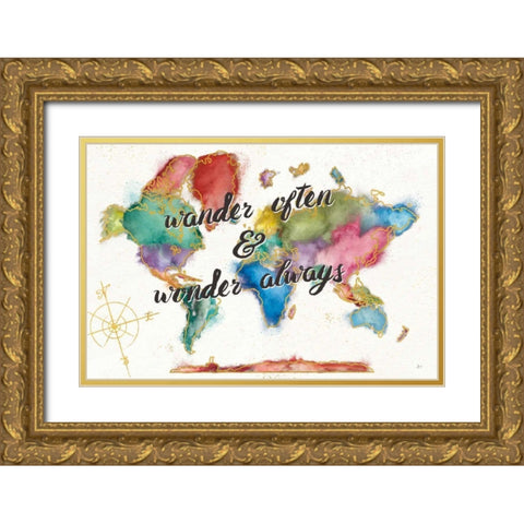 Colorful World I Gold Ornate Wood Framed Art Print with Double Matting by Aiken, Jess