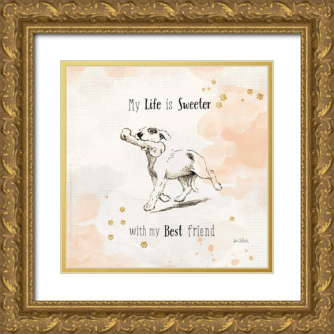 Furry Friends II Gold Ornate Wood Framed Art Print with Double Matting by Pertiet, Katie