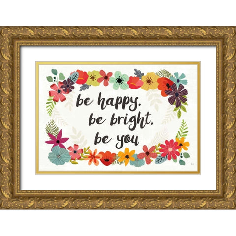 Words and Petals I Gold Ornate Wood Framed Art Print with Double Matting by Aiken, Jess