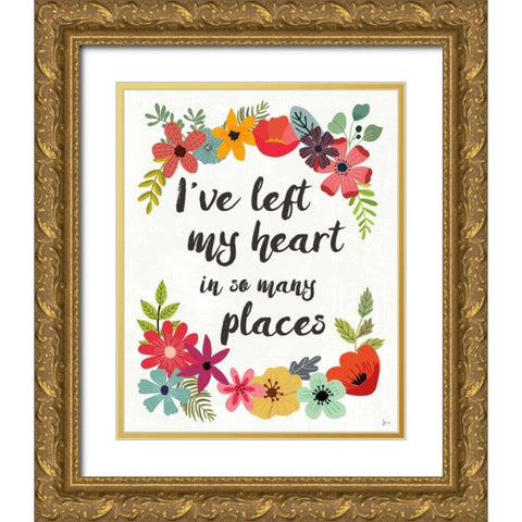 Words and Petals II Gold Ornate Wood Framed Art Print with Double Matting by Aiken, Jess