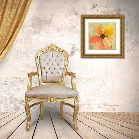 Neon Floral II Gold Ornate Wood Framed Art Print with Double Matting by Vassileva, Silvia